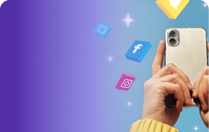 Creating content with Instagram, Facebook, and Twitter icons
