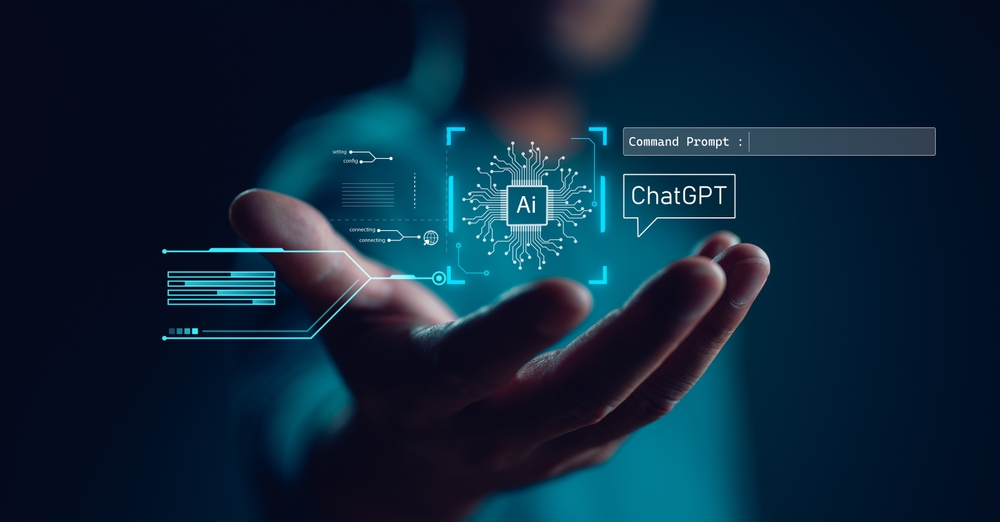 AI and ChatGPT technology visual on hand