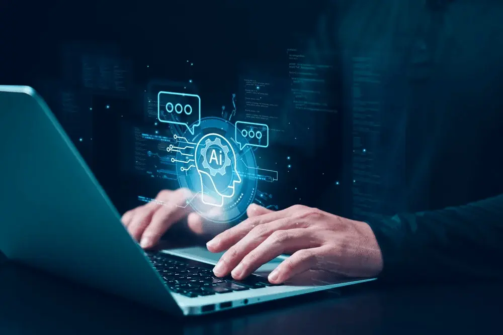 AI technology interface on laptop screen